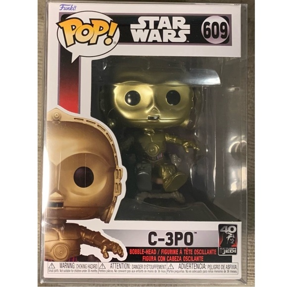 Funko Pop! Star Wars C3PO Bobblehead in Pop Protector #609, [New] - Picture 3 of 7